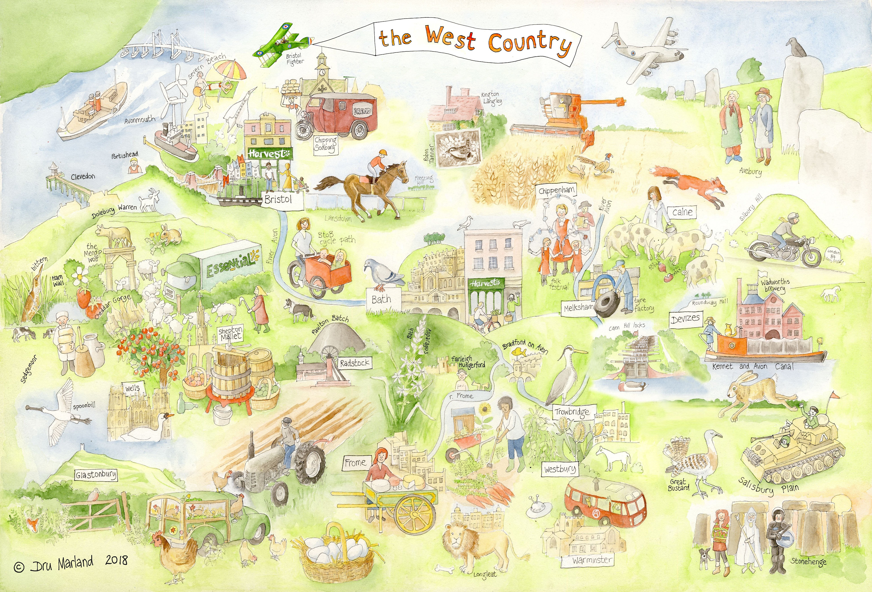 W countries. Карта рисованная красивая. Карта с красивым домом. West Country England. West Country English.
